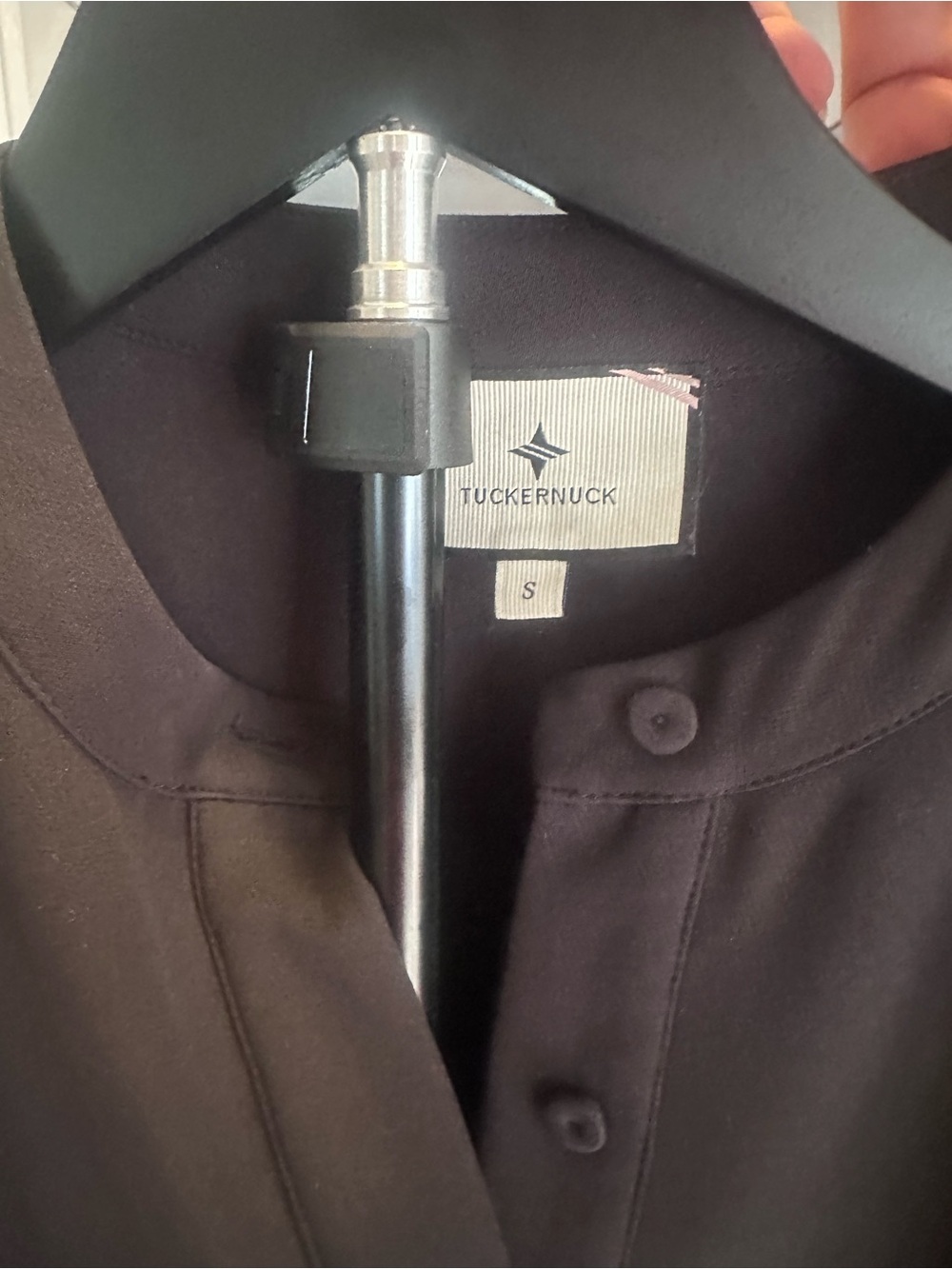 Tuckernuck Black Stretch Crepe Royal Shirt Dress Size Small, Half Sleeve - Picture 2 of 9